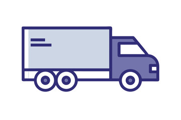 Simple Delivery Truck Icon Illustration in Blue and Gray Colors