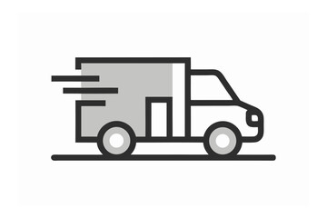 Delivery Truck Icon in Motion Fast Shipping and Transportation Concept Illustration