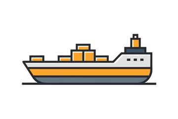 Cargo Ship Vector Icon Illustration Transportation and Logistics Global Trade and Shipping Concept