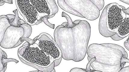 Naklejka premium Monochrome pepper pattern