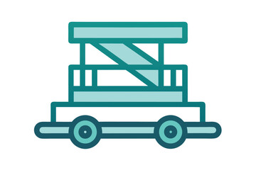 Fototapeta premium Scissor Lift Platform Icon in Teal Construction Equipment Industrial Machinery and Vehicle