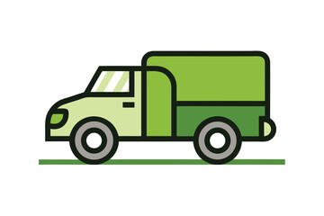 Green Delivery Truck Illustration for Sustainable Transportation and Eco Friendly Logistics Services