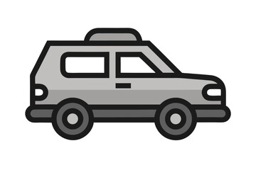 Obraz premium Grey Car Icon Illustration with Black Outline on White Background in Vector Format