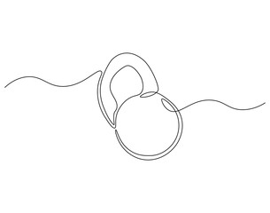 Obraz premium Kettlebell continuous line. Continuous one line drawing of kettlebell. Fitness equipment concept. Single line drawing
