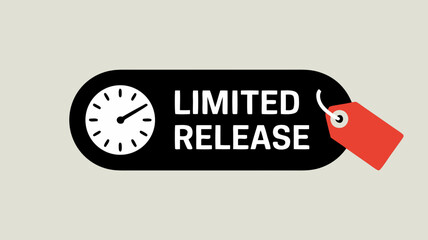 Limited Release Announcement Design with a Clock, Price Tag, and Minimalistic Style