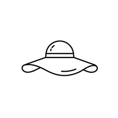 Wide-brim sun hat illustration in a minimalist line art style