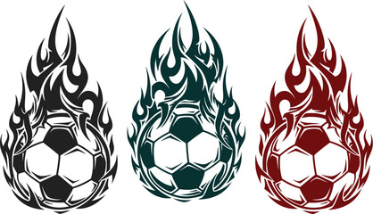 Fiery Soccer Ball Design Templates - Dynamic Flame Elements