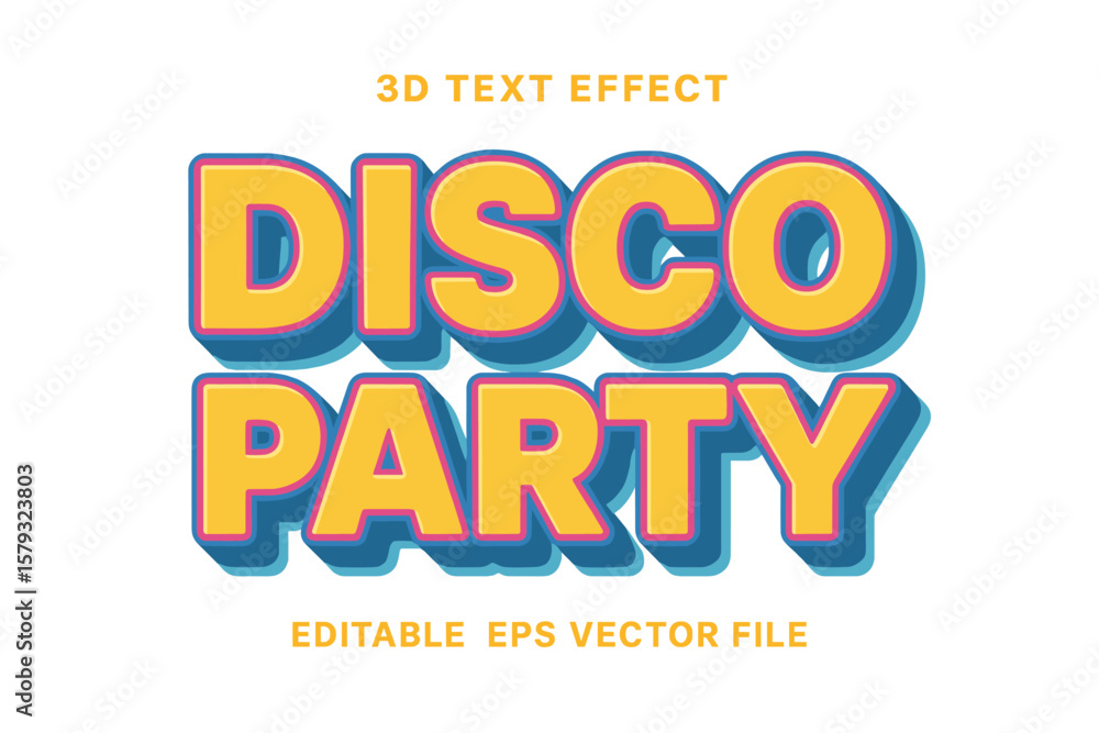 Fototapete retro 80s style premium vector featuring a 3d editable text effect for a disco party