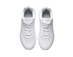  Top-Down View of Men’s Air-Cushioned Jogging Shoes with Perforated Sole – Isolated on White