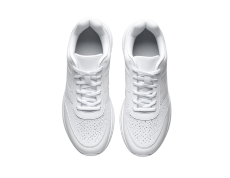 Top-Down View of Men’s Air-Cushioned Jogging Shoes with Perforated Sole – Isolated on White