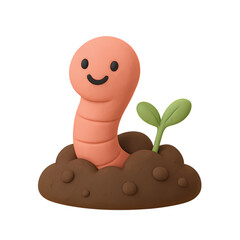 Green Sprout Growth from Earthworm - Organic Soil and New Life