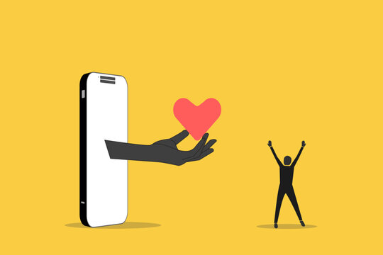 Valentine's Day couple gift love. Virtual dating