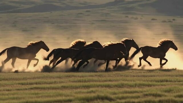 Herd of horses on the field