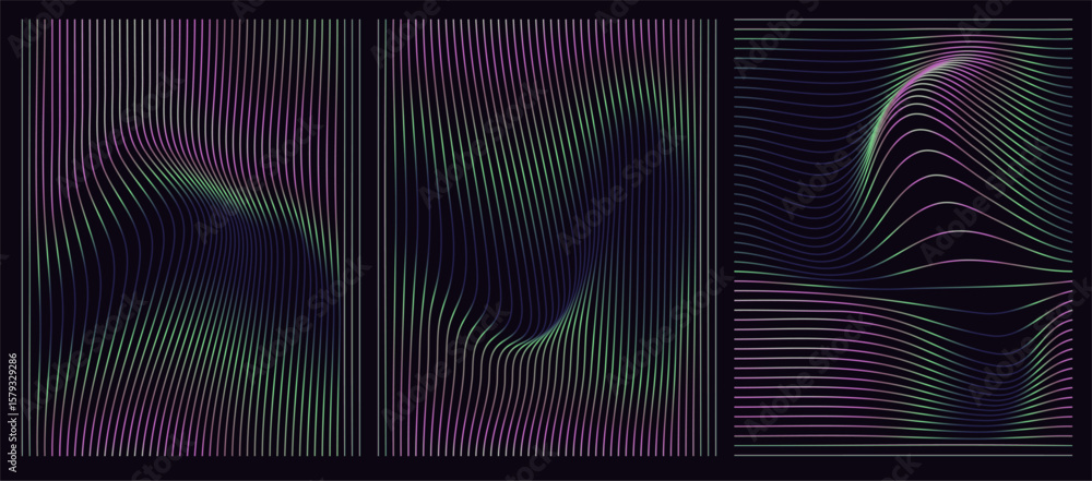 Canvas Prints modern vector illustration features abstract holographic lines in pastel gradients, creating a futur