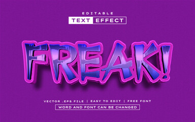 Freak 3D editable text effect style