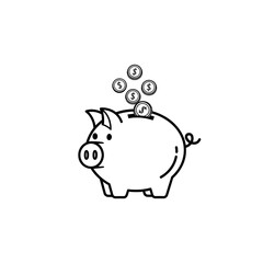 Obraz premium Saving Money Illustration of a Piggy Bank with Coins, ideal for financial planning and wealth management themed projects.