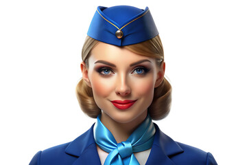 Beautiful, trending and realistic Stewardess with white background