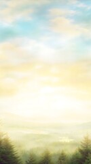 Dreamy morning forest shrouded in fog