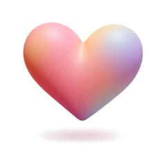Gradient Pastel 3D Heart Icon. Minimalistic Abstract Love Symbol on White Background

