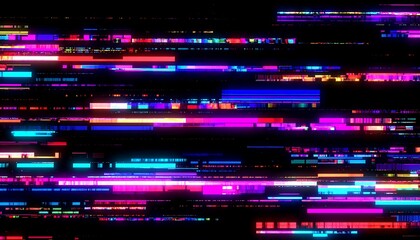 Obraz premium Abstract digital glitch art with vibrant horizontal lines