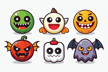 Fototapeta premium Cute Halloween Monster Characters Spooky Fun Designs