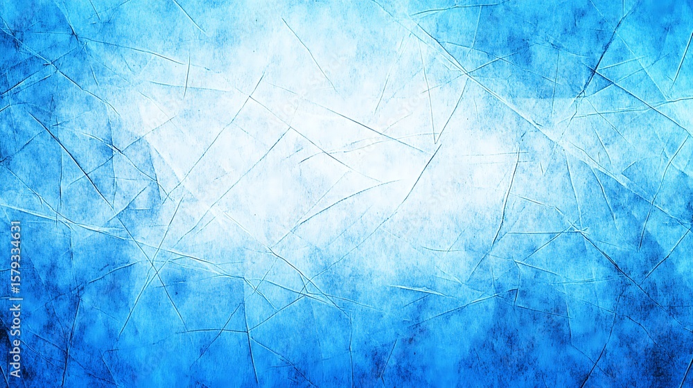 Poster frozen fractures: abstract blue and white texture with cracking ice pattern background