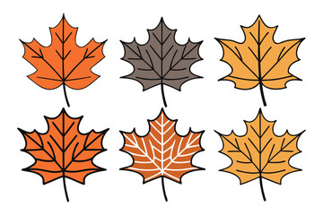 Obraz premium Autumn Maple Leaves Six Colorful Illustrations for Fall Designs