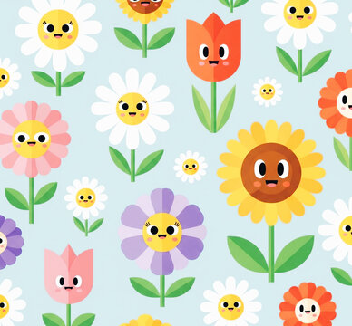 Fototapeta Flower Flat Character Wallpaper