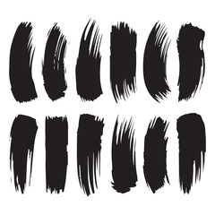 Vector design black set paint, ink brush, brush strokes, brushes, lines, frames, box, grungy. Grungy brushes collection. Brush stroke paint boxes on white background.