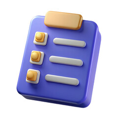 3D Checklist Document Icon Illustration Set for Mobile App Notification  
