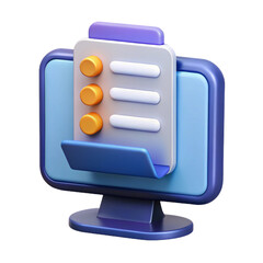Assignment Icon Computer Screen Checklist Document Symbol 3D Vector  
