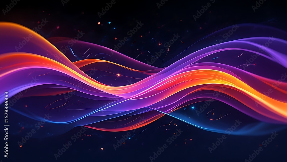 Aufkleber abstract waves of vibrant energy flowing in a seamless display, dynamic abstract background with glo