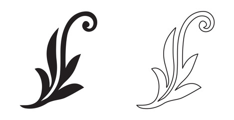 Decorative vintage frame corner template ornament art Solid and Outline