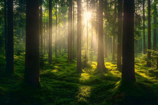 sunrise in the forest