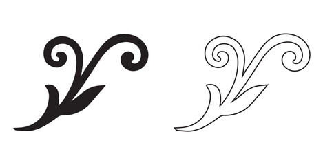 Decorative vintage frame corner template ornament art Solid and Outline