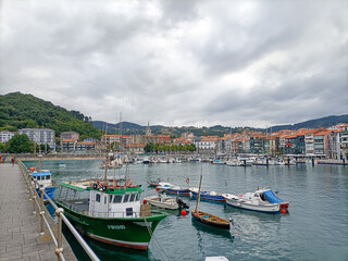 Fototapeta premium Lekeitio town view from pier, Spain