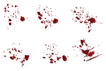 Splash Set of red blood grunge texture artistic brush stroke paint splatter background set