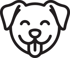 Obraz premium Happy Dog Face with Tongue Out Vector Illustration in Simple Outline