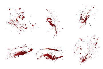 Red paint ink blood splashes background set. Various blood paint splatter collection © bdvect1 