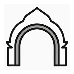 Simple vector illustration of an archway with a unique design and gray fill