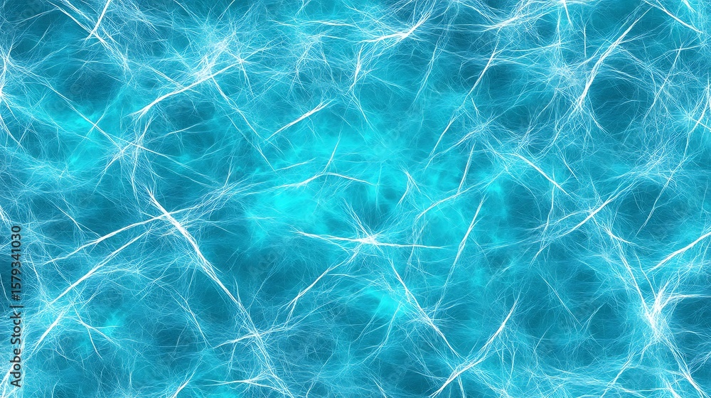 Poster luminous aqua fractal background with interwoven bright lines creating intricate patterns