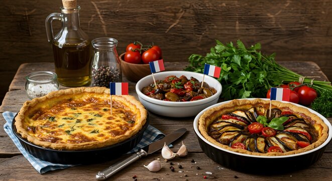 Bastille Day Feast Celebrating 14 July with Quiche, Ratatouille & French Cuisine