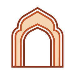 Fototapeta premium Ornate Archway Illustration with Brown and Beige Accents Isolated on White Background