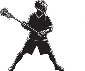 Obraz premium Lacrosse Player Sport Art Silhouettes white color background