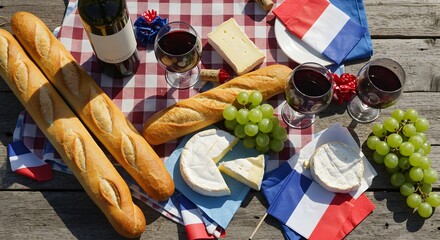 Celebrate bastille day on 14 july with french wine, cheese, and baguettes for a festive outdoor picnic.