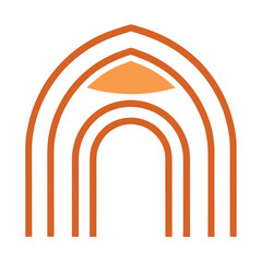 Obraz premium Abstract Orange Rainbow with Geometric Sun Shape Minimalist and Modern Design Element