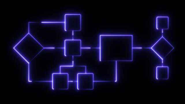Workflow computer automation for business office. Design workflow automation with blank flowcharts. Algorithm flow. Developer writing flowchart to process set plan and manage project data document.