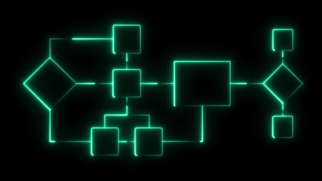 Workflow computer automation for business office. Design workflow automation with blank flowcharts. Algorithm flow. Developer writing flowchart to process set plan and manage project data document.