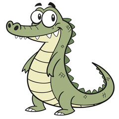 vector illustration of cartoon crocodile
