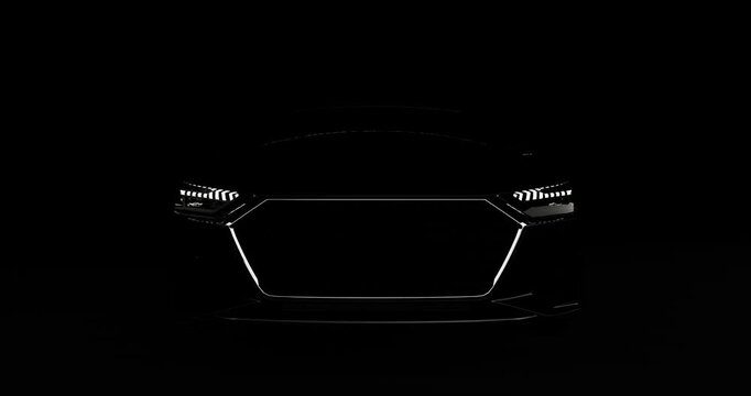 Front view of silhouette car on black background